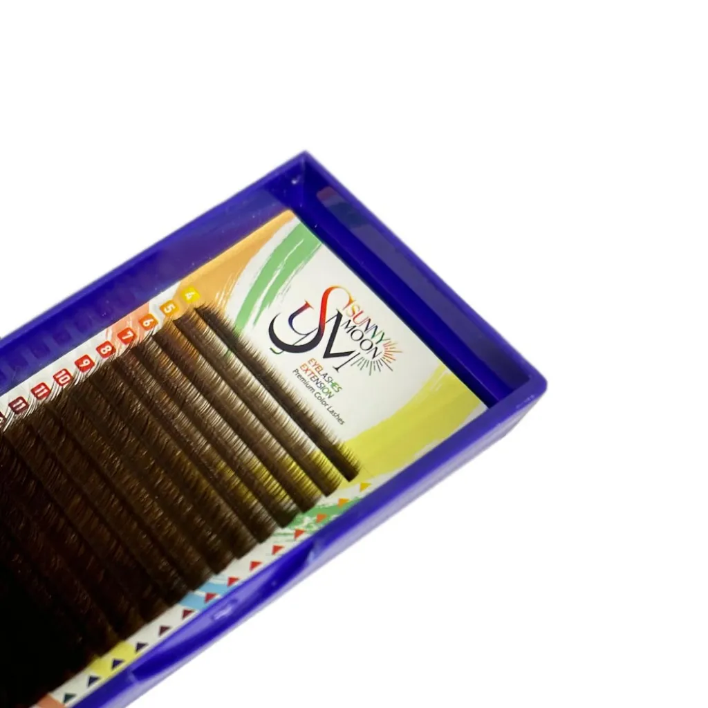 پالت اکستنشن مژه سانی مون قهوه‌ای تیره فر جی سایز (۴-۲۰) 
